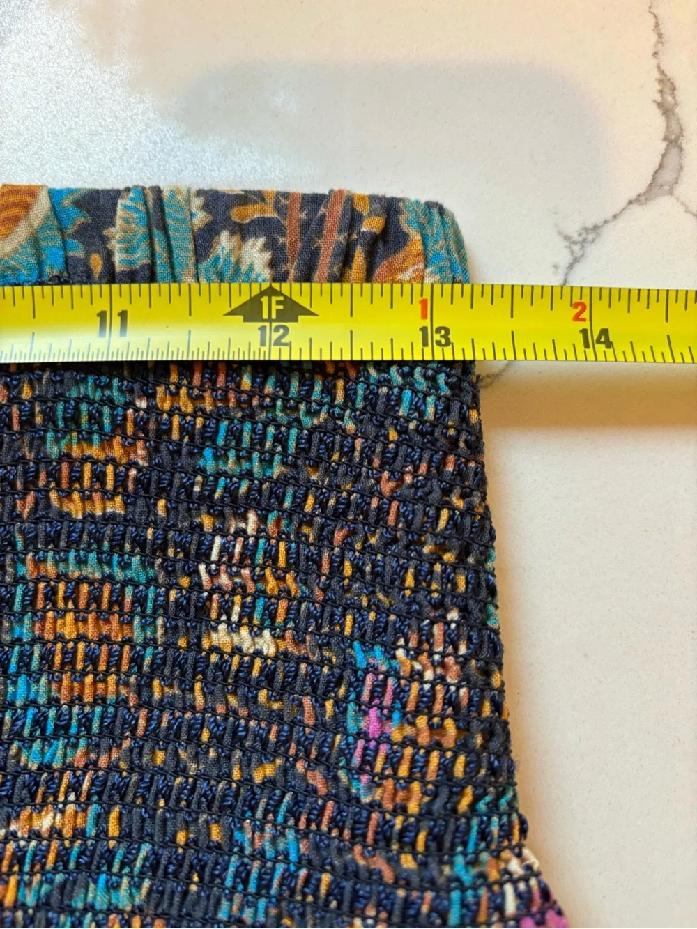 House of Harlow Maxi Skirt Womens Small Smocking Ruffles Bohemian Blue Ochre - Picture 9 of 12